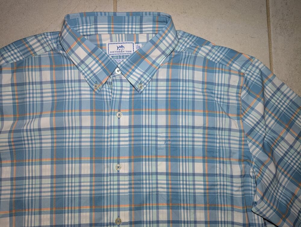 Southern Tide Men's XL Button Down Shirt Plaid Intercoastal Lightweight Stretch